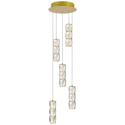 Elegant Lighting Polaris 12" Wide Gold And Crystal Led Multi Light Pendant