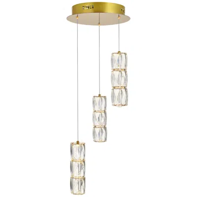 Elegant Lighting Polaris 12" Wide Gold Crystal Led Multi Light Pendant
