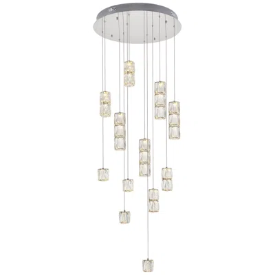 Elegant Lighting Polaris 24" Wide Chrome And Crystal Led Multi Light Pendant