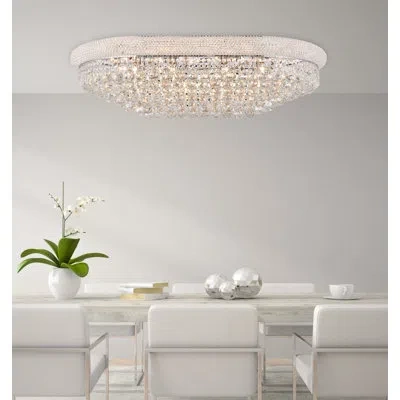 Elegant Lighting Primo 24-light Plug-in Flush Mount In Strass Swarovski,jet Black