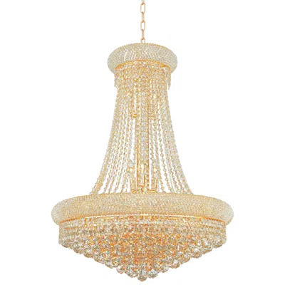 Elegant Lighting Primo 28" Traditional Gold And Crystal Chandelier By