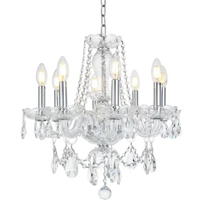 Elegant Lighting Princeton 20" Wide Chrome And Crystal 8-light Chandelier