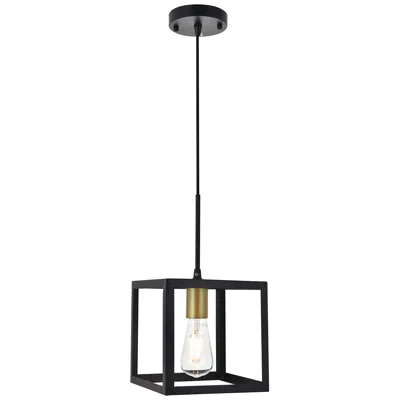 Elegant Lighting Resolute 1 Lt Brass And Black Pendant