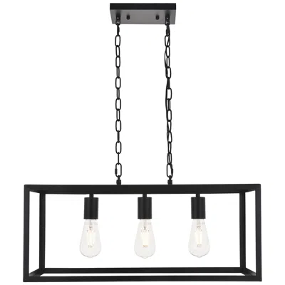 Elegant Lighting Resolute 3 Lt Black Pendant