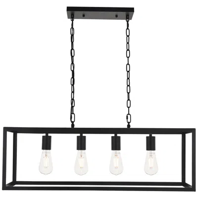 Elegant Lighting Resolute 4 Lt Black Pendant