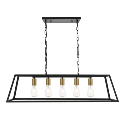 Elegant Lighting Resolute 5 Lt Brass And Black Pendant