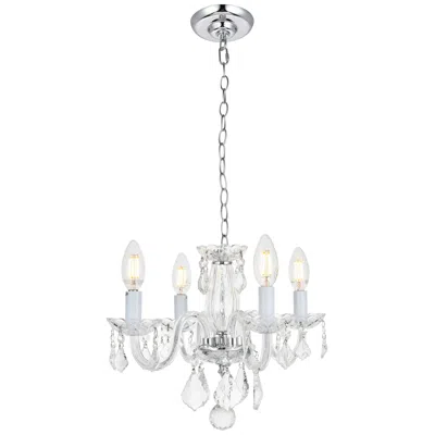 Elegant Lighting Rococo 15" Wide Chrome And Clear Crystal 4-light Chandelier