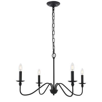 Elegant Lighting Rohan 30" Wide Matte Black 4-light Chandelier