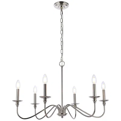 Elegant Lighting Rohan 30" Wide Polished Nickel 6-light Chandelier