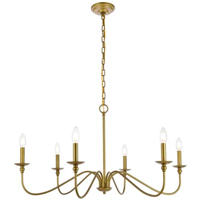 Elegant Lighting Rohan 36" Wide Brass 6-light Candelabra Chandelier