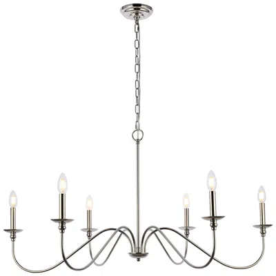Elegant Lighting Rohan 42" Chandelier In Polished Nickel