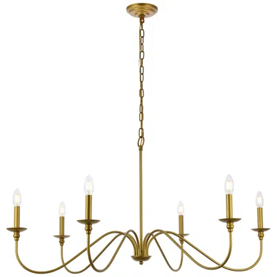 Elegant Lighting Rohan 42" Wide Brass 6-light Candelabra Chandelier