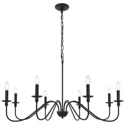 Elegant Lighting Rohan 42" Wide Matte Black 8-light Chandelier