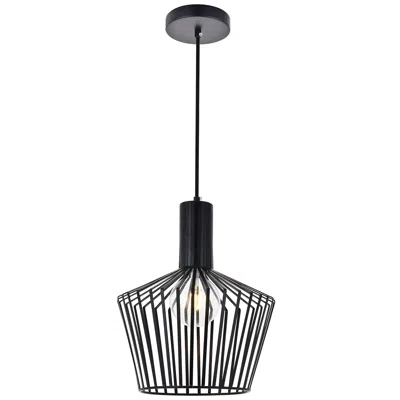 Elegant Lighting Ronnie 11 1/2" Mid-century Modern Black Mini-pendant