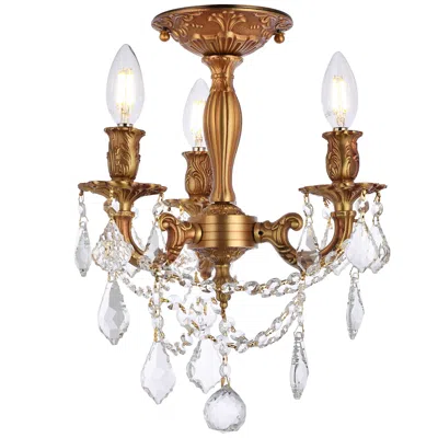 Elegant Lighting Rosalia 13" Wide French Gold 3-light Ceiling Light