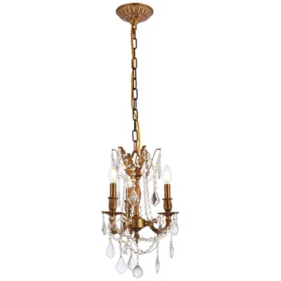Elegant Lighting Rosalia 13" Wide French Gold Crystal 3-light Pendant