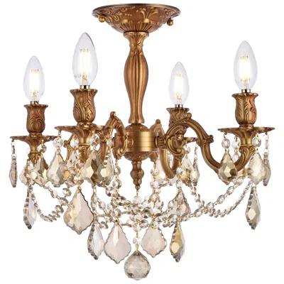 Elegant Lighting Rosalia 17" Wide French Gold 4-light Ceiling Light