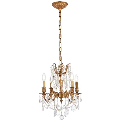 Elegant Lighting Rosalia 17" Wide French Gold Crystal 4-light Pendant