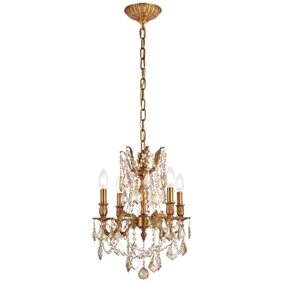Elegant Lighting Rosalia 17"w French Gold And Crystal 4-light Pendant Light