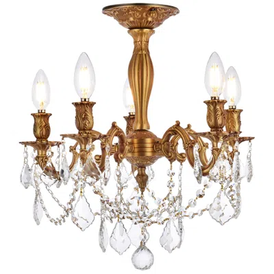 Elegant Lighting Rosalia 18" Wide French Gold 5-light Ceiling Light In Brown