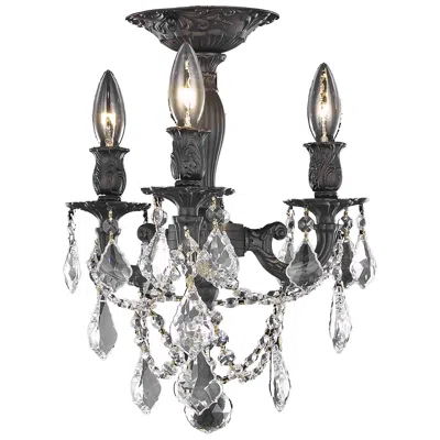 Elegant Lighting Rosalia 3 Lt Dark Bronze Flush Mount Clear