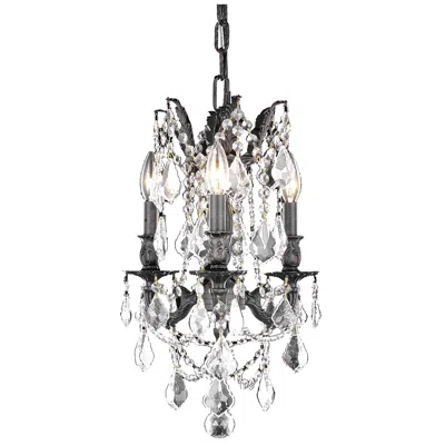 Elegant Lighting Rosalia 3 Lt Dark Bronze Pendant Clear