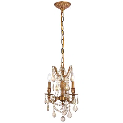 Elegant Lighting Rosalia 3 Lt French Gold Pendant Golden Teak