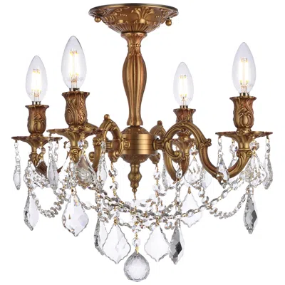 Elegant Lighting Rosalia 4 Lt French Gold Flush Mount Clear