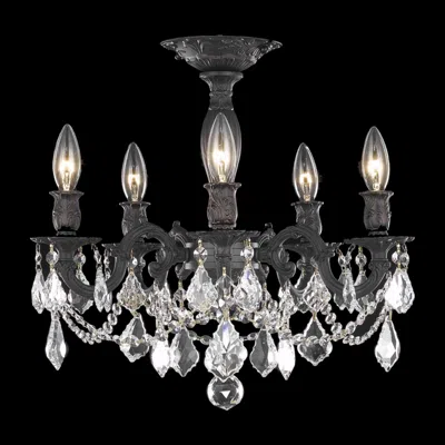 Elegant Lighting Rosalia 5 Lt Dark Bronze Flush Mount Clear