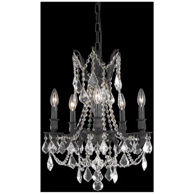 Elegant Lighting Rosalia 5 Lt Dark Bronze Pendant Clear