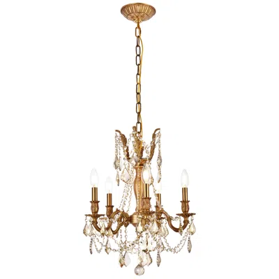 Elegant Lighting Rosalia 5 Lt French Gold Pendant Golden Teak