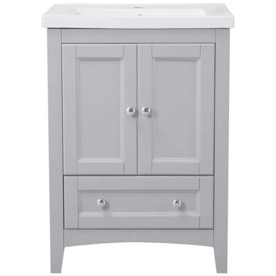 Elegant Lighting Saturn 24" Wide Medium Gray Single Sink Bathroom Vanity