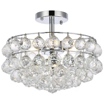 Elegant Lighting Savannah 14" Wide Chrome And Crystal Ceiling Light