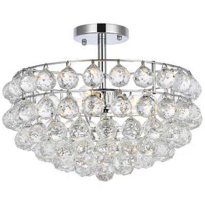 Elegant Lighting Savannah 16" Wide Polished Chrome And Crystal Ceiling Light