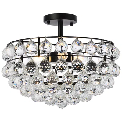 Elegant Lighting Savannah 16"w Black And Clear Crystal 3-light Ceiling Light
