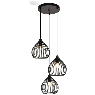 Elegant Lighting Sayer Collection Pendant D16.0 H23.1 Lt:3 Black Finish