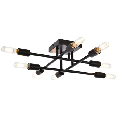 Elegant Lighting Script 8 Lts Black Flush Mount