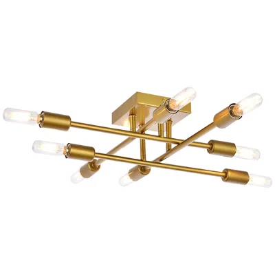 Elegant Lighting Script 8 Lts Brass Flush Mount