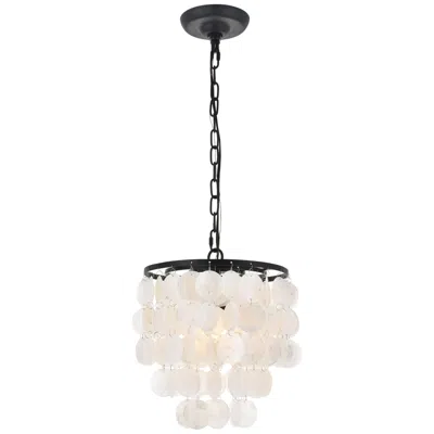 Elegant Lighting Selene 10" Wide Black And White Shell Mini Pendant