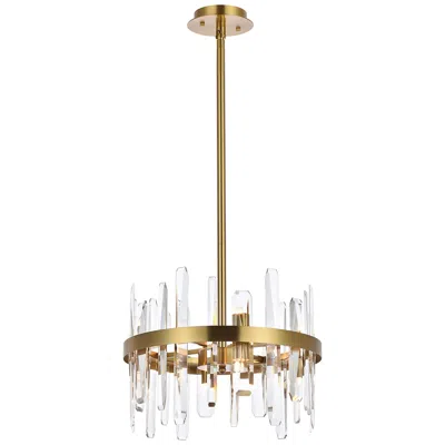 Elegant Lighting Serena 16" Wide Satin Gold And Crystal Pendant Light