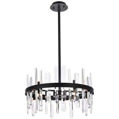Elegant Lighting Serena 20" Black And Clear Crystal 10-light Pendant