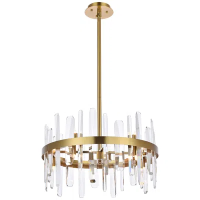 Elegant Lighting Serena 20" Crystal Round Pendant In Satin Gold