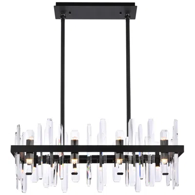 Elegant Lighting Serena 30" Crystal Rectangle Chandelier In Black
