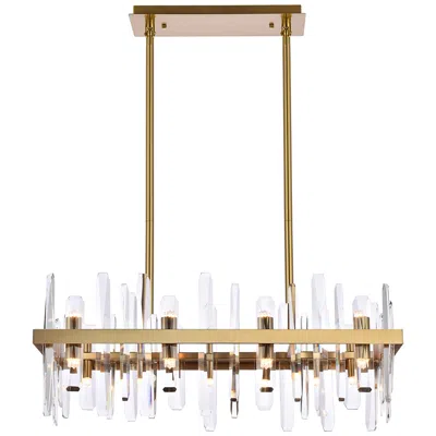 Elegant Lighting Serena 30" Crystal Rectangle Chandelier In Satin Gold
