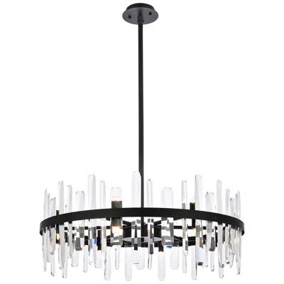 Elegant Lighting Serena 32" Wide Black Crystal 16-light Round Chandelier