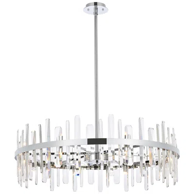 Elegant Lighting Serena 36" Modern Chrome Crystal Round Chandelier
