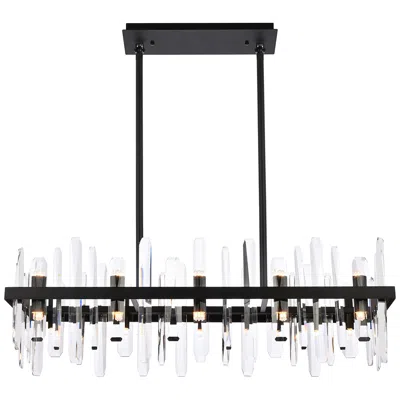 Elegant Lighting Serena 36" Wide Black Crystal 20-light Linear Chandelier