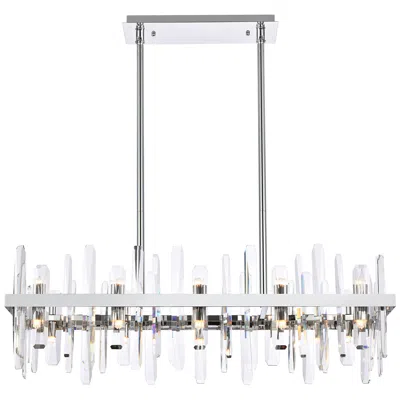 Elegant Lighting Serena 36" Wide Chrome Crystal 20-light Linear Chandelier