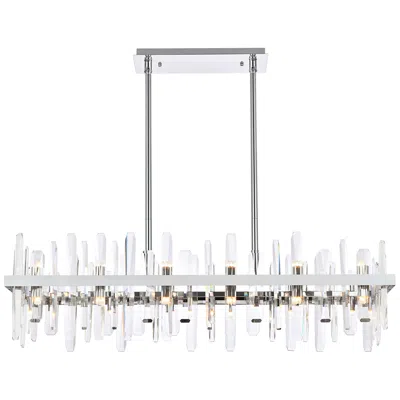 Elegant Lighting Serena 42" Chrome And Crystal Linear Chandelier