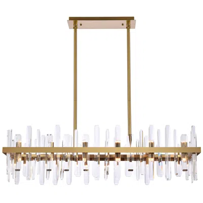 Elegant Lighting Serena 42" Wide Satin Gold 24-light Linear Chandelier